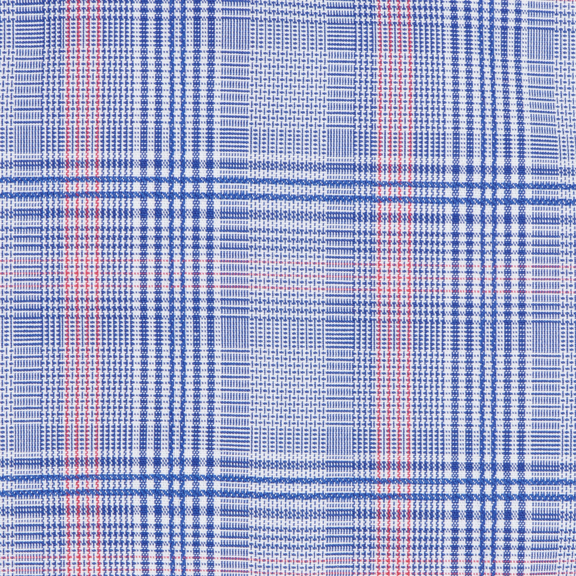 Blue and Coral Glen Plaid Cotton Dress Shirt with Button-Down Collar by Cooper & Stewart