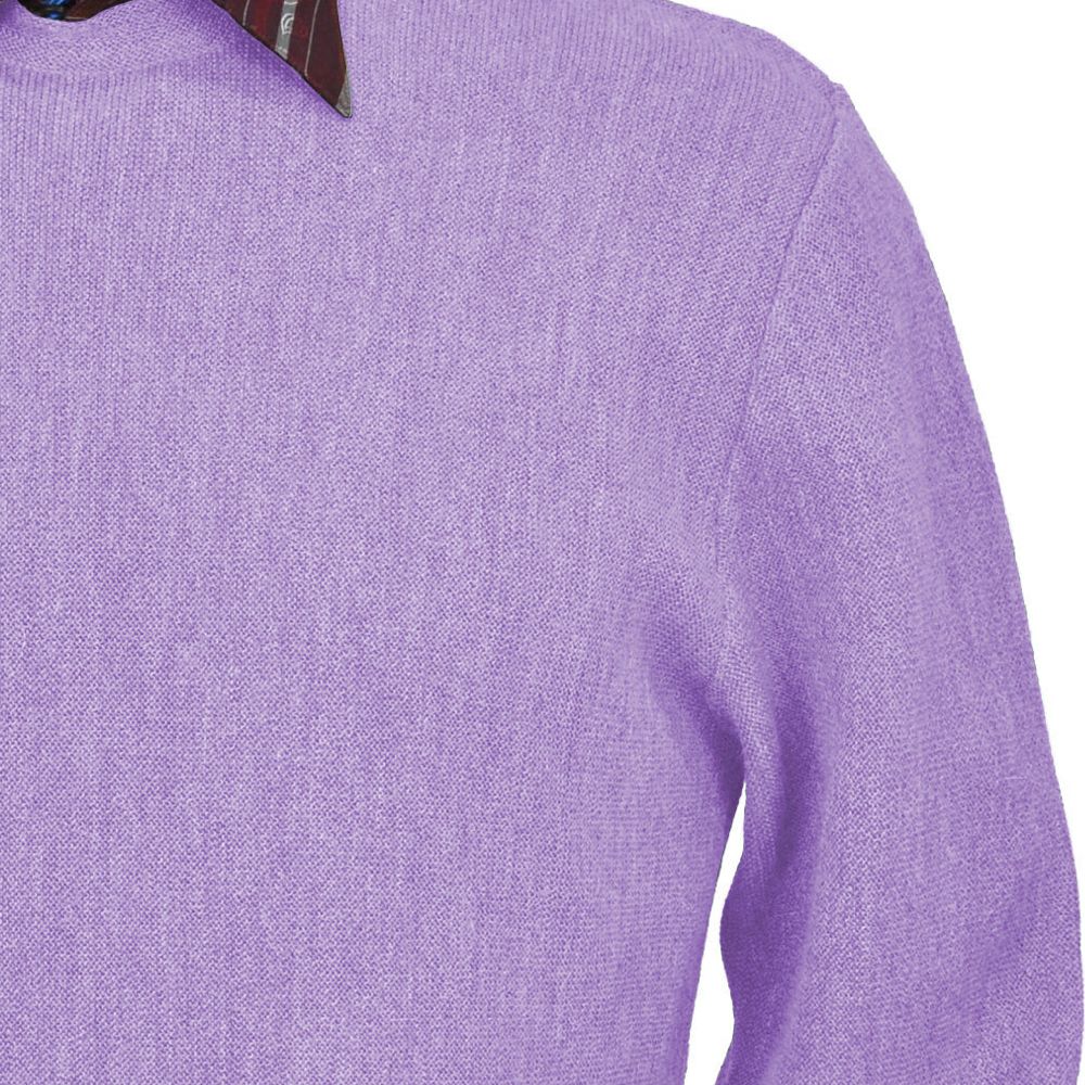 Baby Alpaca 'Links Stitch' Open Bottom Crew Neck Sweater in Lilac by Peru Unlimited