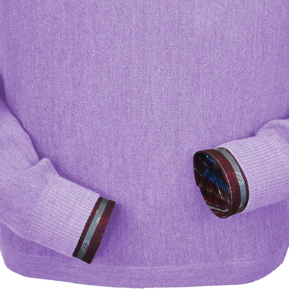 Baby Alpaca 'Links Stitch' Open Bottom Crew Neck Sweater in Lilac by Peru Unlimited