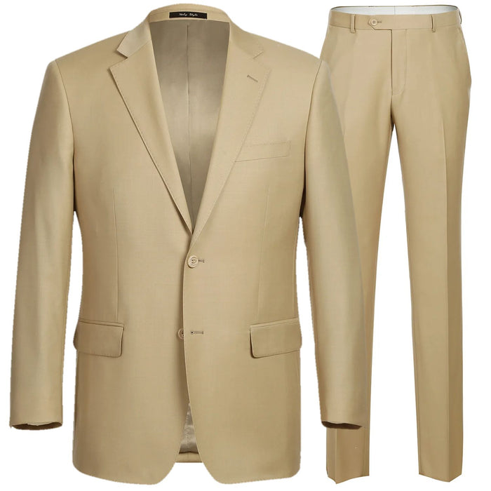 Super 140s Wool 2-Button CLASSIC FIT Suit in Tan (Short, Regular, and Long Available) by Renoir