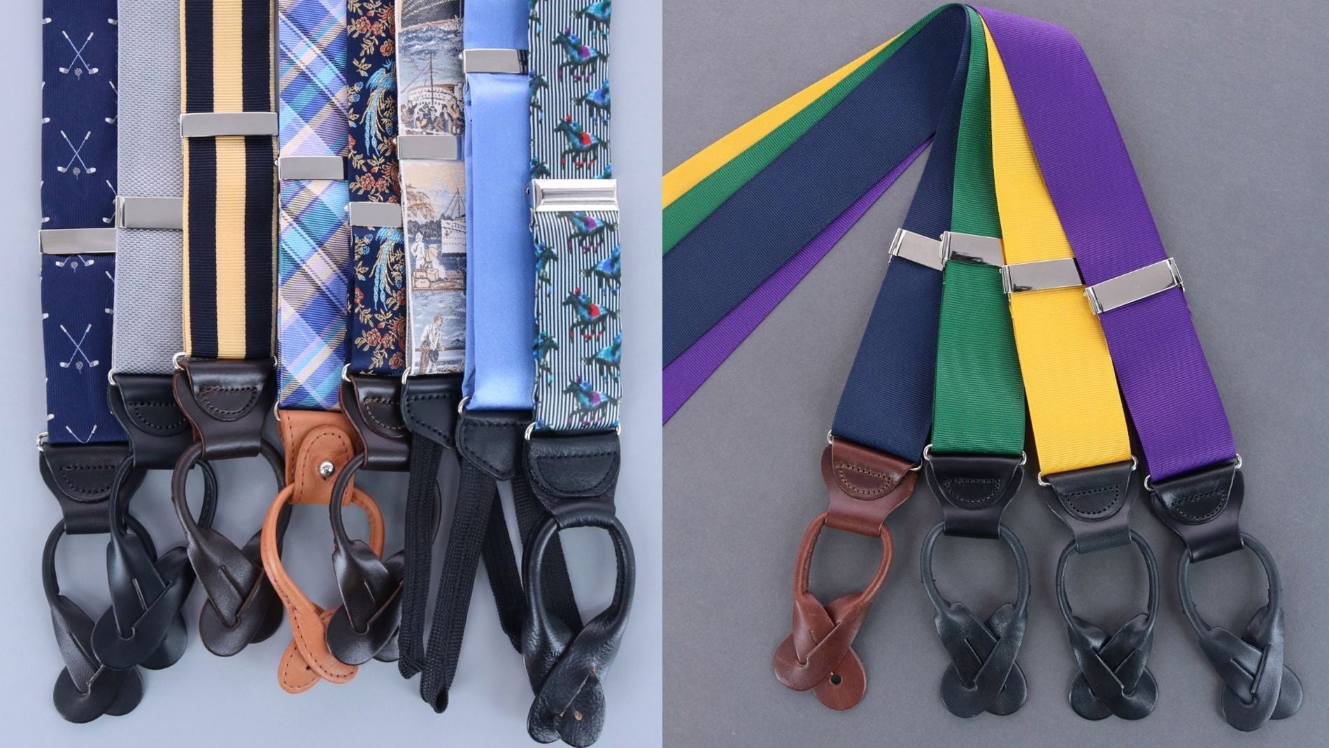 Men's Trafalgar Silk Suspenders Braces Navy Blue & Maroon