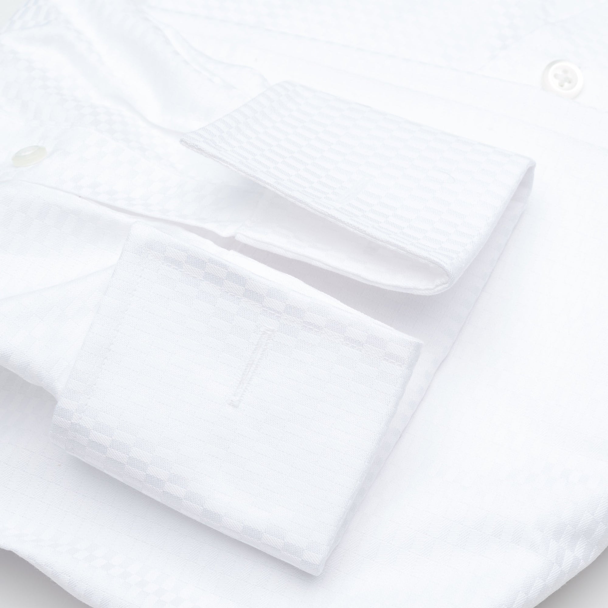 The Tuxedo Shirt - Wrinkle-Free Tonal Check Cotton Dress Shirt in White (Size 17.5 - 34/35) by Cooper & Stewart