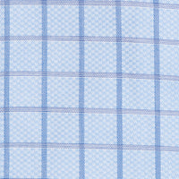 Blue Text Box Check Wrinkle-Free Cotton Dress Shirt with Spread Collar by Cooper & Stewart