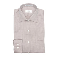 Tan Diamond Dobby Cotton Dress Shirt with Spread Collar (Regular Fit) by Cooper & Stewart