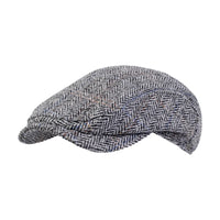 Ivy Contemporary Cap in Harris Tweed Grey Broken Herringbone (Size 60) by Wigens