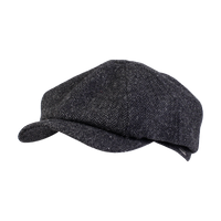 Newsboy Classic Shetland Wool Herringbone Cap in Dark Grey, Size 60 by Wigens