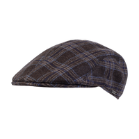 Ivy Modern Flannel Check Wool and Silk Cap in Brown by Wigens