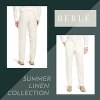 Classic Linen Pant in Cream (Hampton Plain Front) by Berle