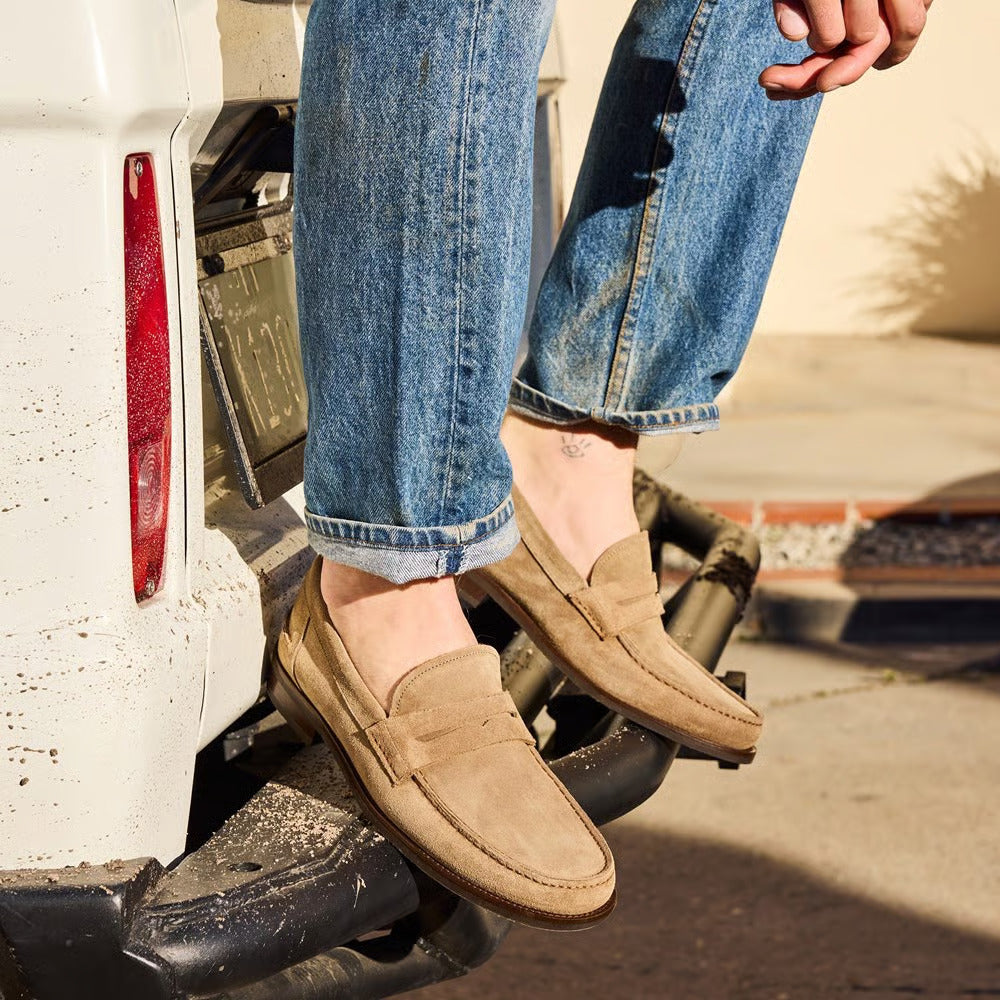 Sorrento Moccasin-Style Penny Loafer in Tobacco Suede by Allen Edmonds