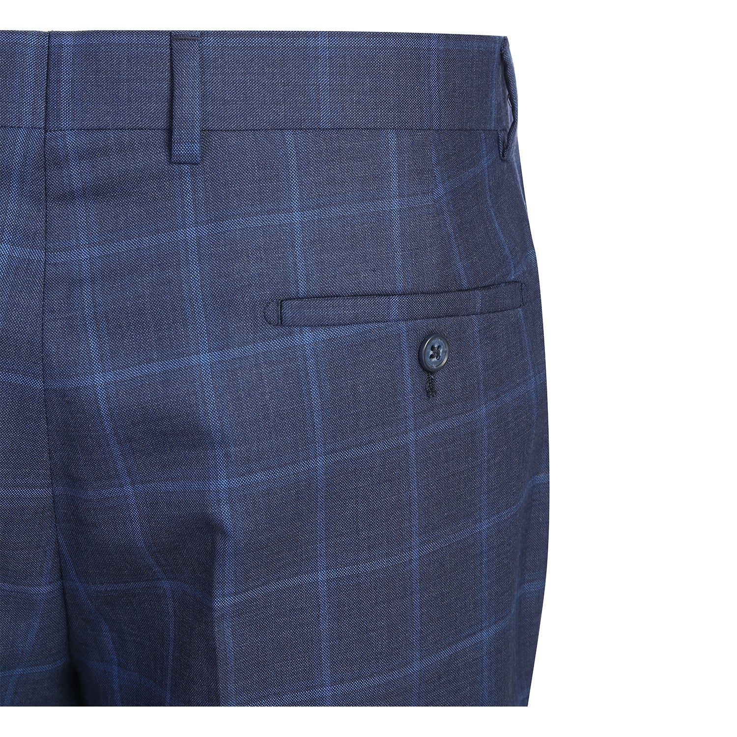 Wool Stretch Single Breasted SLIM FIT Suit in Navy Windowpane Check (Short, Regular, and Long Available) by English Laundry