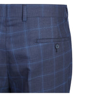 Wool Stretch Single Breasted SLIM FIT Suit in Navy Windowpane Check (Short, Regular, and Long Available) by English Laundry
