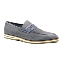 Meo 3 Sueded Goatskin Penny Loafer in Grey by Zelli Italia