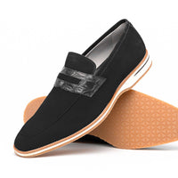 Meo 3 Sueded Goatskin Penny Loafer in Black by Zelli Italia