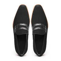 Meo 3 Sueded Goatskin Penny Loafer in Black by Zelli Italia