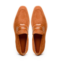 Meo 3 Sueded Goatskin Penny Loafer in Cognac by Zelli Italia