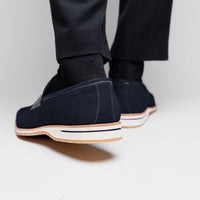 Meo 3 Sueded Goatskin Penny Loafer in Navy by Zelli Italia