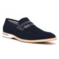 Meo 3 Sueded Goatskin Penny Loafer in Navy by Zelli Italia