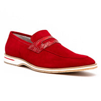Meo 3 Sueded Goatskin Penny Loafer in Red by Zelli Italia