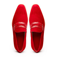 Meo 3 Sueded Goatskin Penny Loafer in Red by Zelli Italia