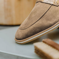 Meo 3 Sueded Goatskin Penny Loafer in Taupe by Zelli Italia