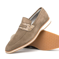 Meo 3 Sueded Goatskin Penny Loafer in Taupe by Zelli Italia