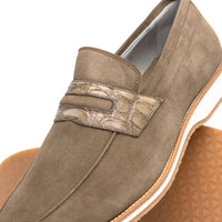 Meo 3 Sueded Goatskin Penny Loafer in Taupe by Zelli Italia