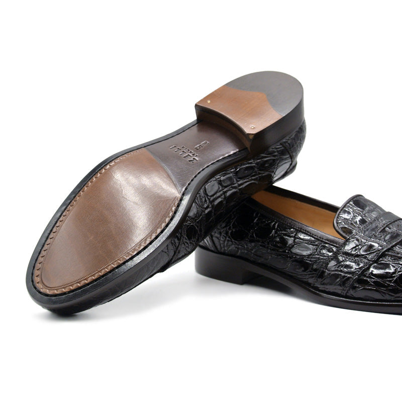 Tuscany Crocodile Penny Loafer in Nicotine by Zelli Italia