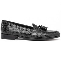 Franco Crocodile Tassel Loafer in Black by Zelli Italia