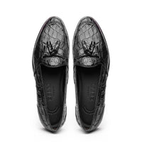 Franco Crocodile Tassel Loafer in Black by Zelli Italia