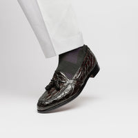 Franco Crocodile Tassel Loafer in Nicotine by Zelli Italia