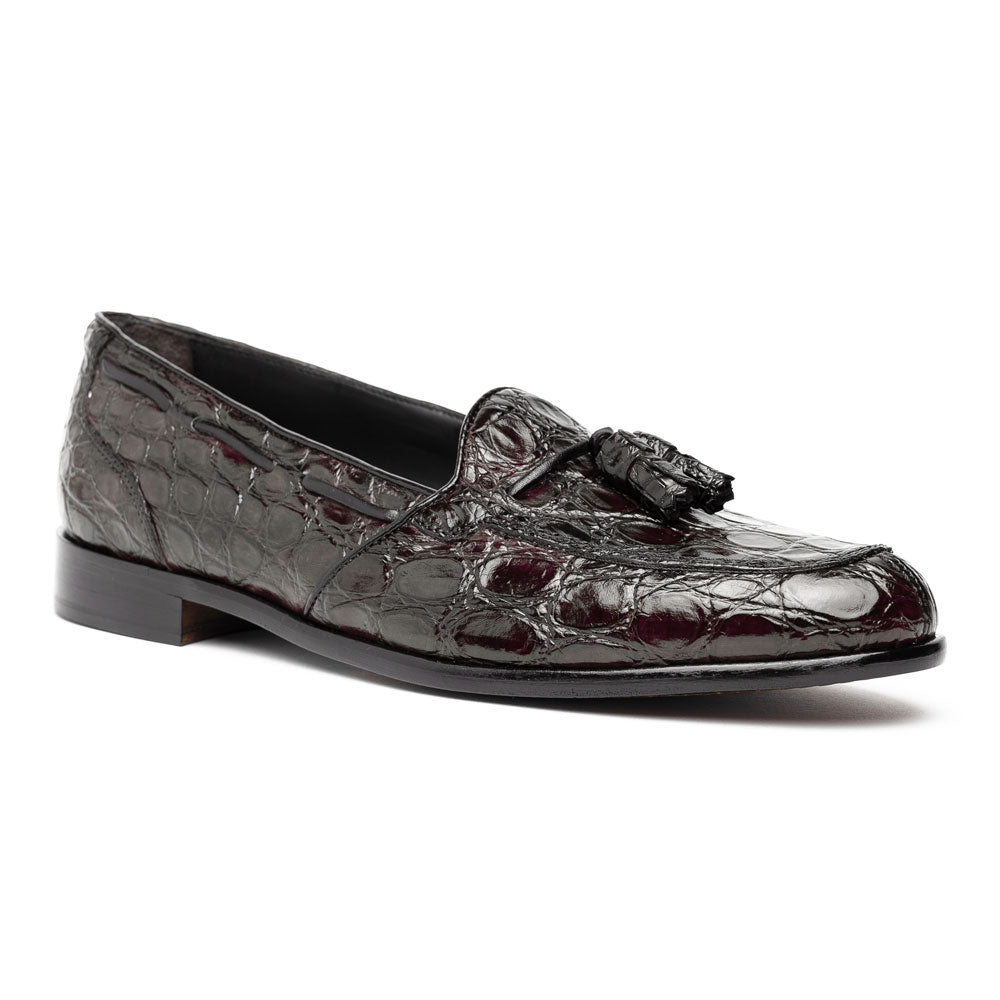 Franco Crocodile Tassel Loafer in Nicotine by Zelli Italia