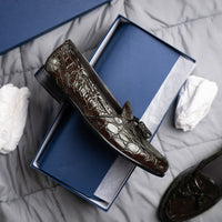 Franco Crocodile Tassel Loafer in Nicotine by Zelli Italia