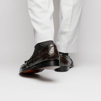 Franco Crocodile Tassel Loafer in Nicotine by Zelli Italia
