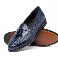 Franco Crocodile Tassel Loafer in Navy by Zelli Italia