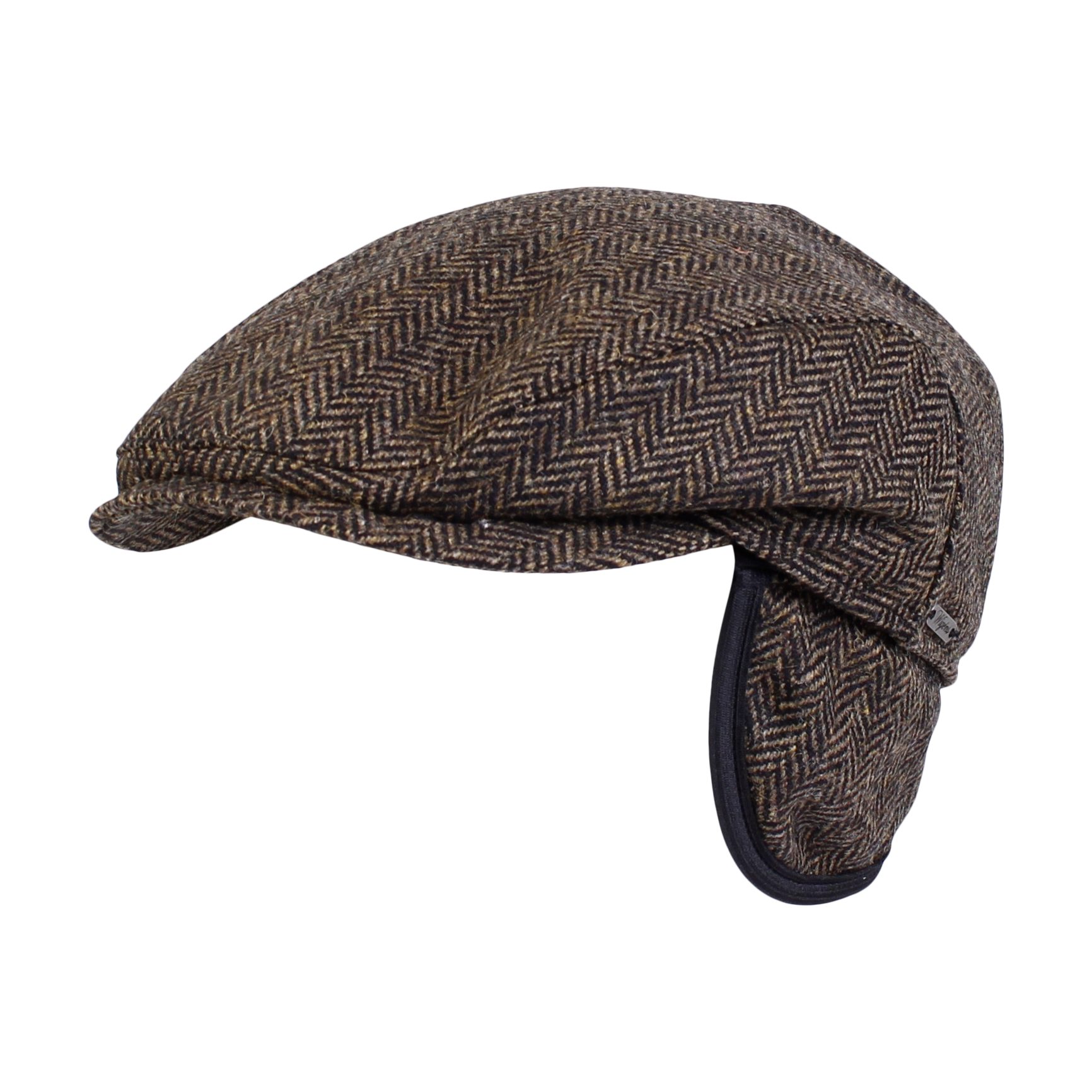 Ivy Slim Shetland Wool Cap with Earflaps in Herringbone (Choice of Colors) by Wigens