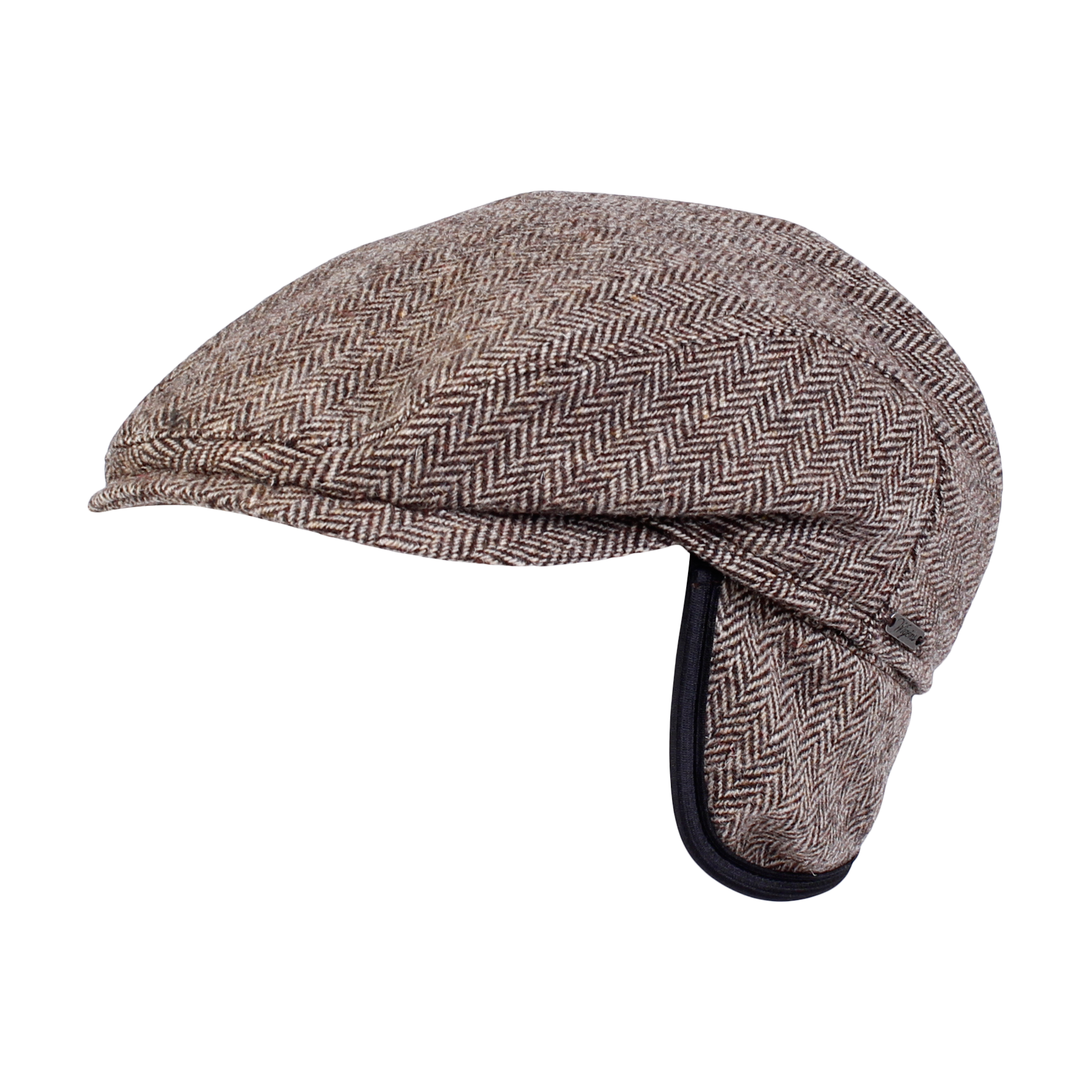 Ivy Slim Shetland Wool Cap with Earflaps in Herringbone (Choice of Colors) by Wigens