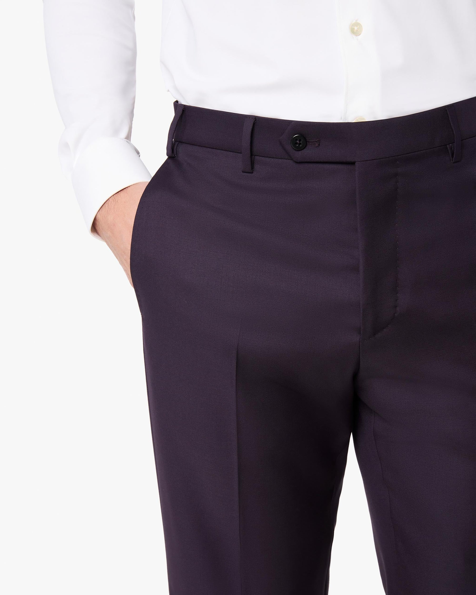 Devon Flat Front Super 110s Wool Serge Trouser in Cabernet (Modern Full Fit) by Zanella