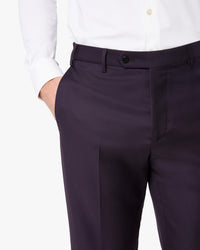 Devon Flat Front Super 110s Wool Serge Trouser in Cabernet (Modern Full Fit) by Zanella