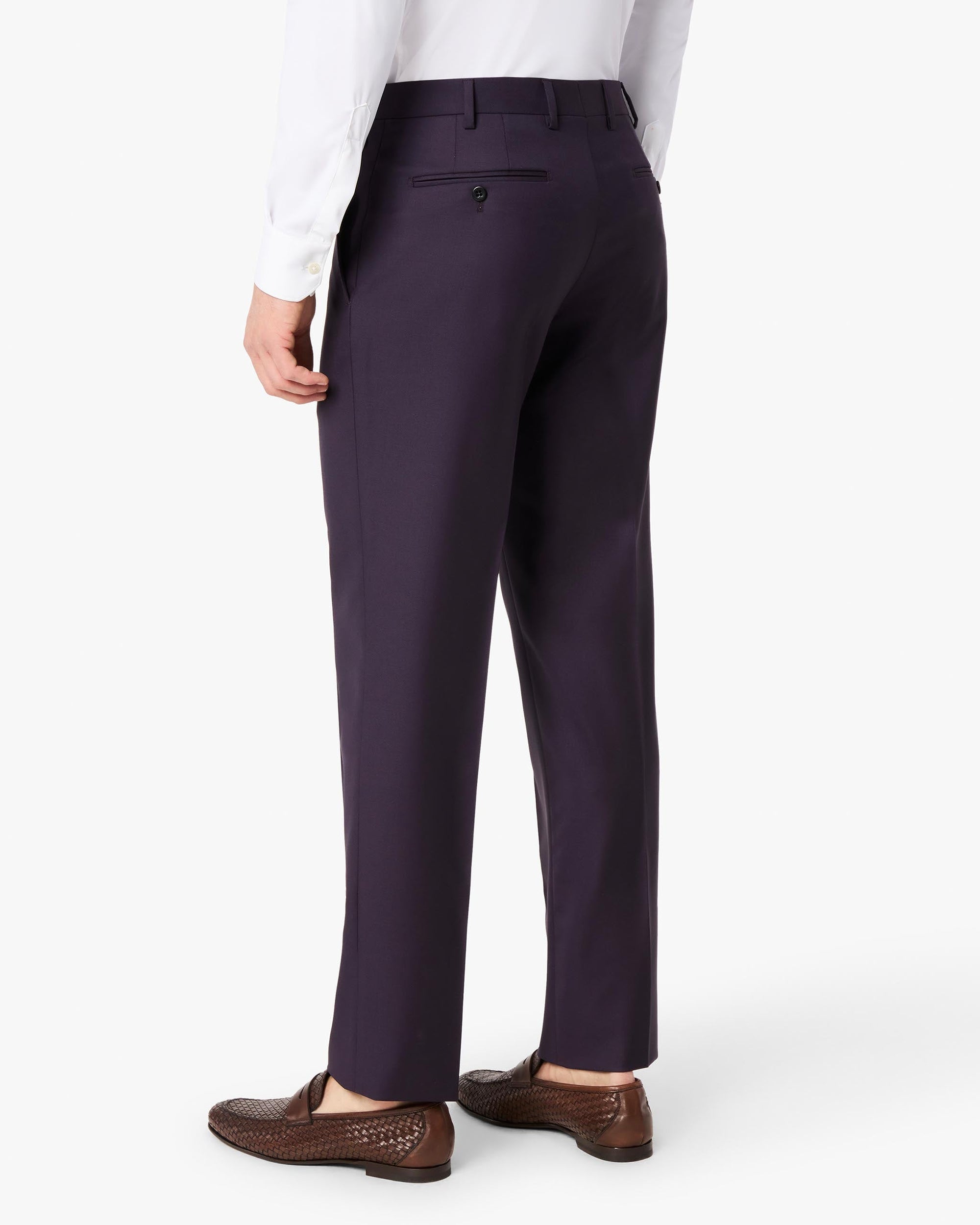 Devon Flat Front Super 110s Wool Serge Trouser in Cabernet (Modern Full Fit) by Zanella
