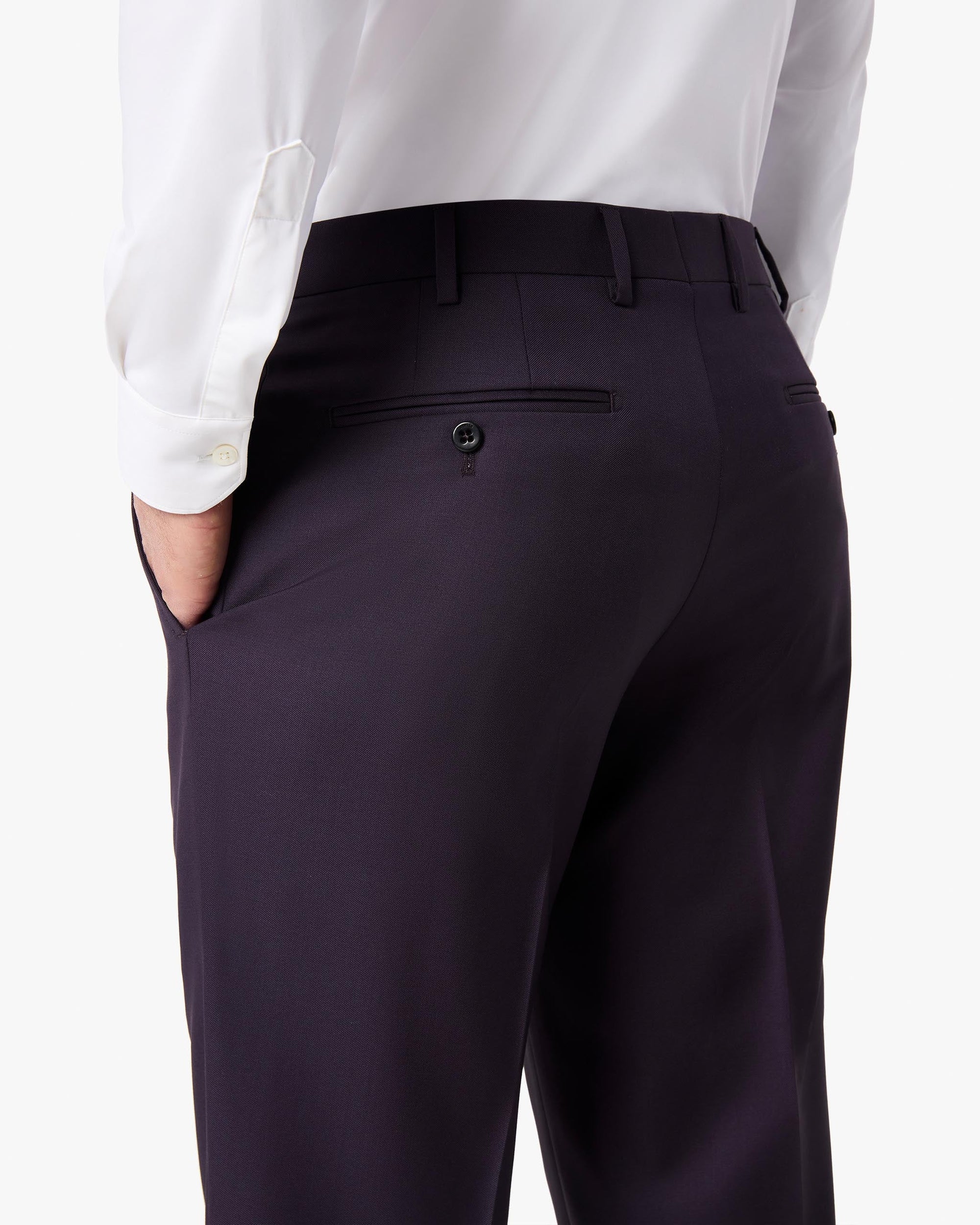 Devon Flat Front Super 110s Wool Serge Trouser in Cabernet (Modern Full Fit) by Zanella