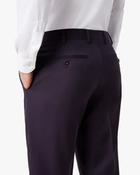 Devon Flat Front Super 110s Wool Serge Trouser in Cabernet (Modern Full Fit) by Zanella