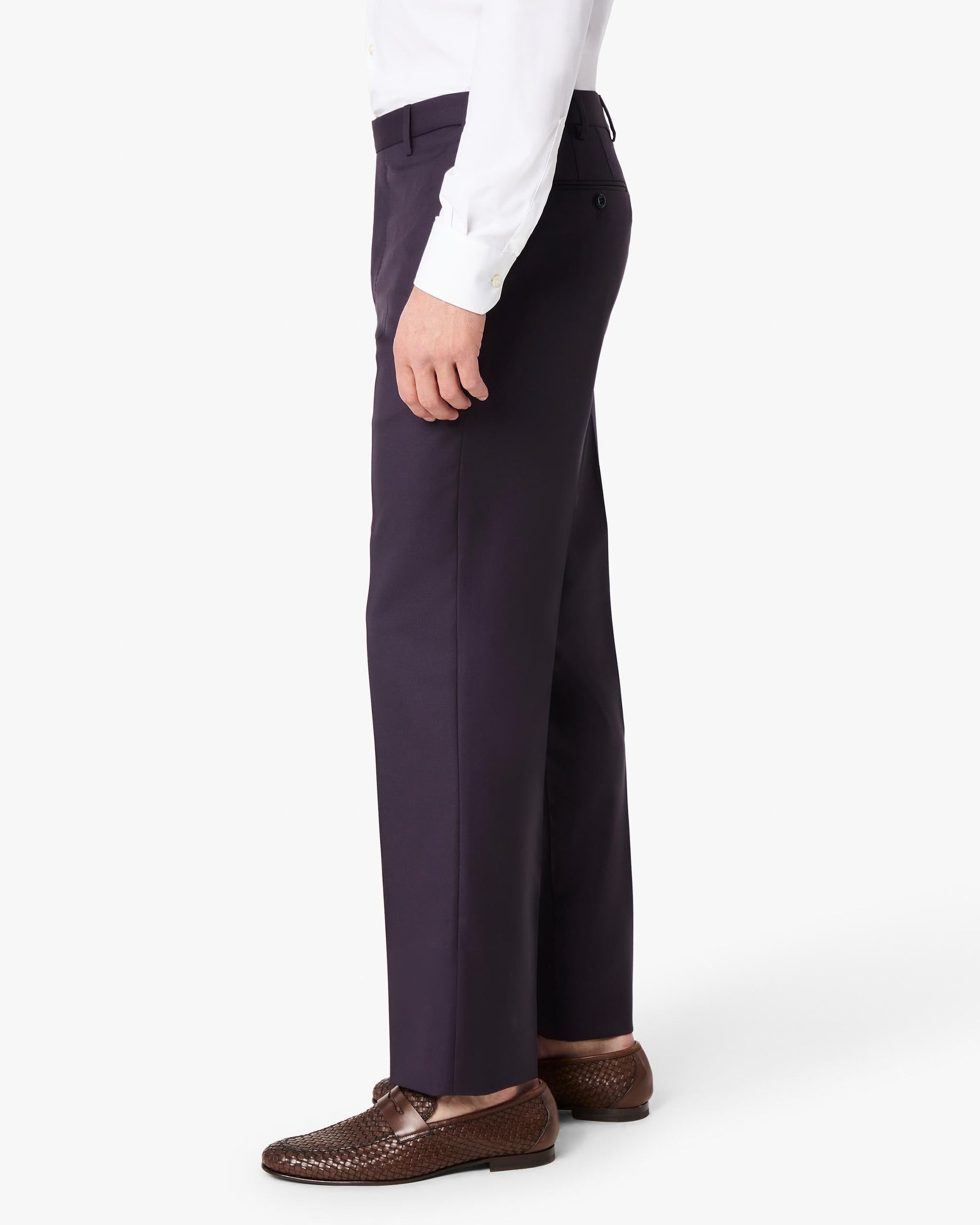 Devon Flat Front Super 110s Wool Serge Trouser in Cabernet (Modern Full Fit) by Zanella