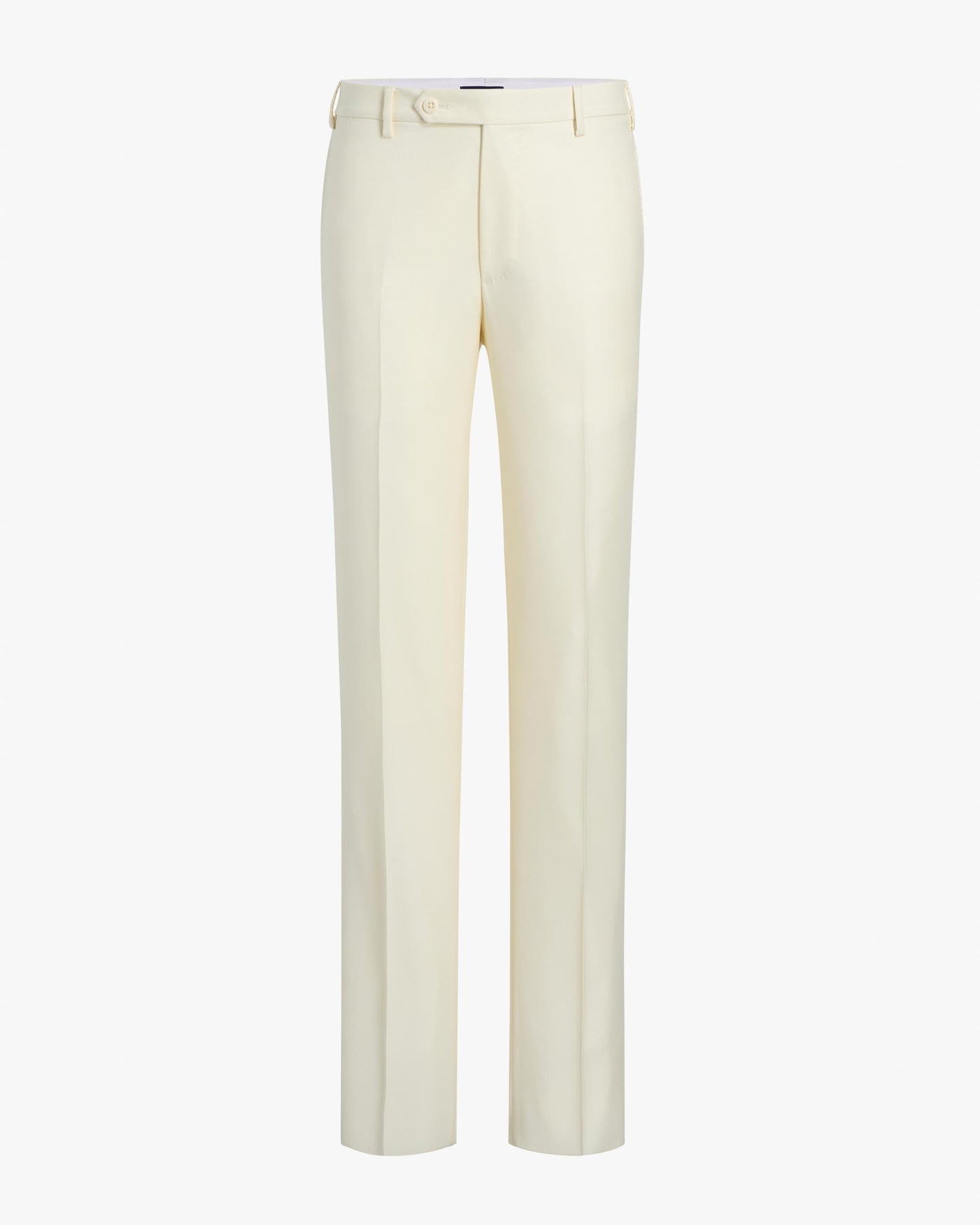 Devon Flat Front Super 110s Wool Serge Trouser in Cream (Modern Full Fit) by Zanella