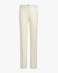 Devon Flat Front Super 110s Wool Serge Trouser in Cream (Modern Full Fit) by Zanella