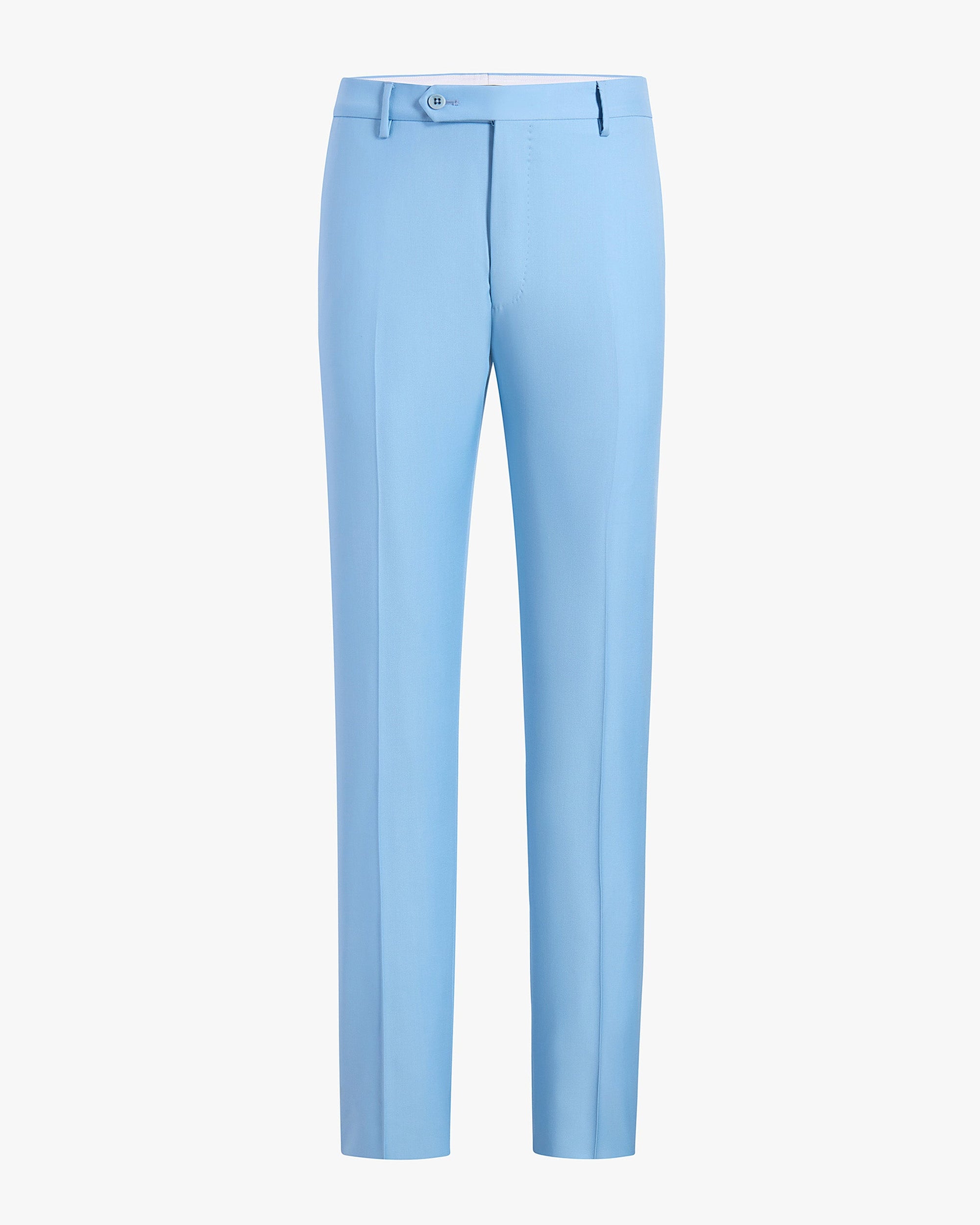 Devon Flat Front Super 110s Wool Serge Trouser in Light Blue (Modern Full Fit) by Zanella