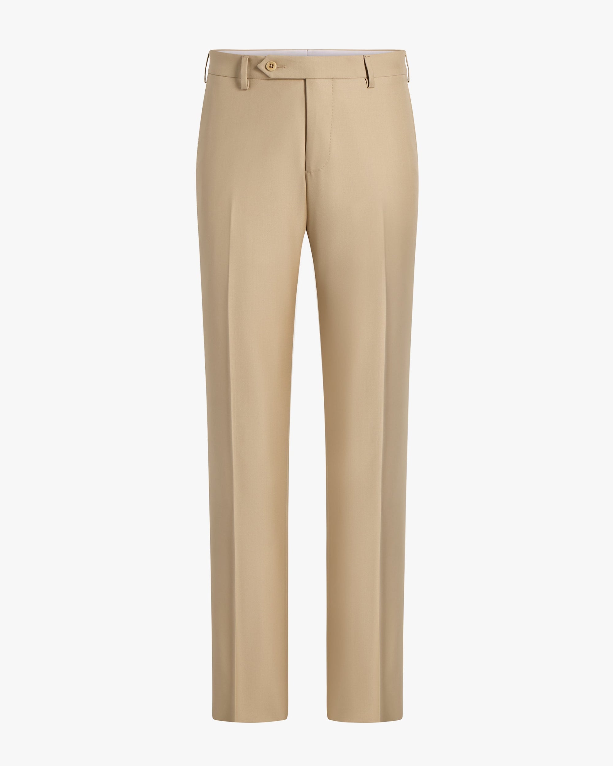 Devon Flat Front Super 110s Wool Serge Trouser in Light Beige (Modern Full Fit) by Zanella