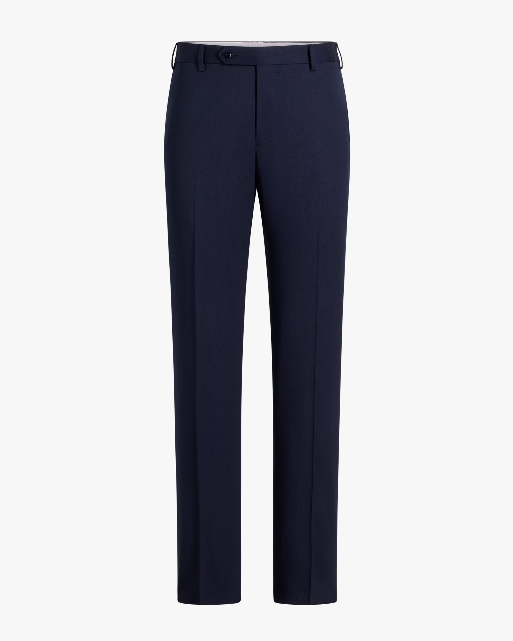 Devon Flat Front Stretch Wool Trouser in Blue (Modern Full Fit) by Zanella