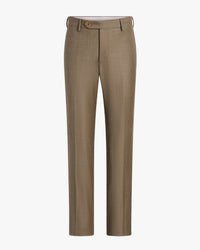 Parker Flat Front Sharkskin Wool Trouser in Light Beige Mix (Modern Straight Fit) by Zanella