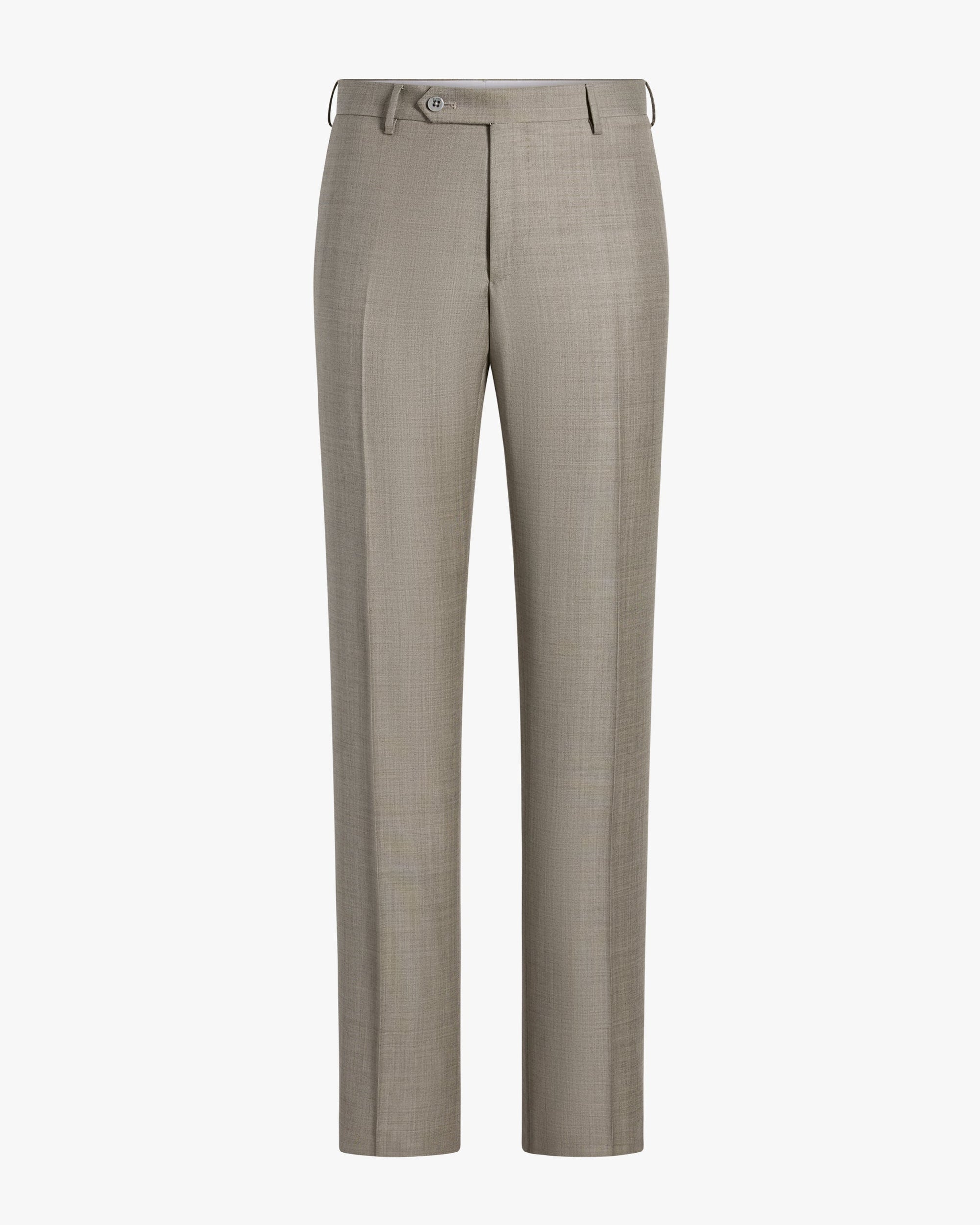 Parker Flat Front Sharkskin Wool Trouser in Light Grey/Brown Mix (Modern Straight Fit) by Zanella