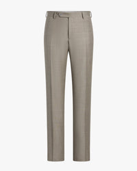Parker Flat Front Sharkskin Wool Trouser in Light Grey/Brown Mix (Modern Straight Fit) by Zanella